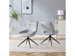 Juego De 2 Sillas De Comedor Giratorias 360° De Terciopelo Gris Claro.