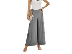 2026-pantalones Palazzo Para Mujer De Pierna Ancha Alto Talle Casual Sueltos Y Amplios L Gris