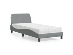 Cama Con Colchón Tela Gris Claro 80x200 Cm