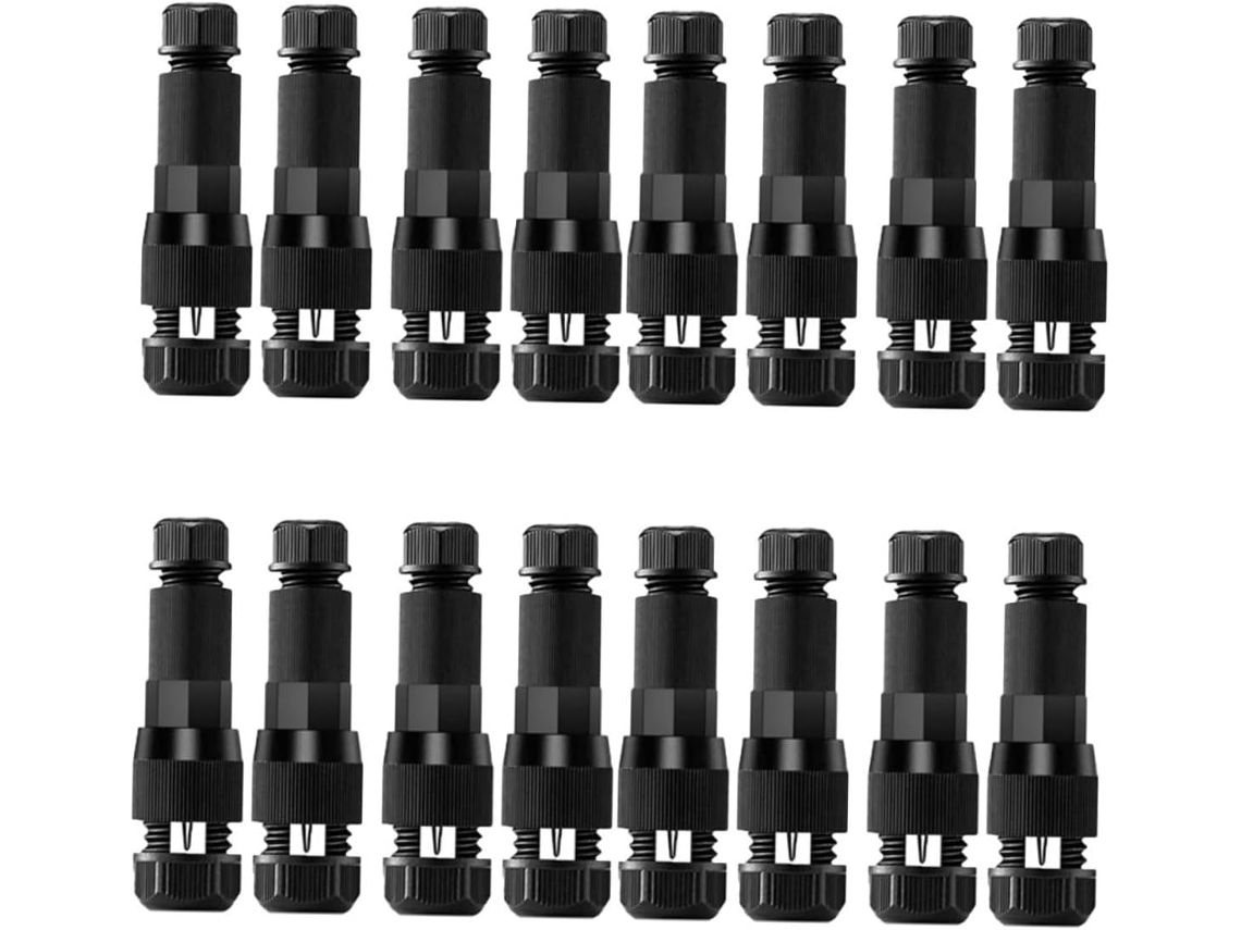Juego de 16 conectores rápidos y duraderos para cables de iluminación de jardín, con voltaje compatible Gokoco