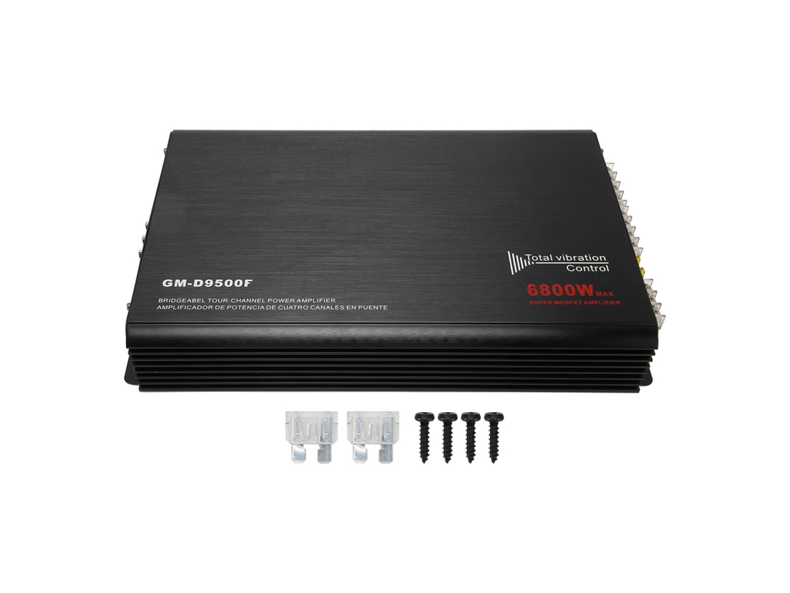 Amplificador de audio para coche de 4 canales y 6800 W, con subwoofer de aleación de aluminio y 12 V