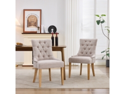 Silla de comedor de tela con patas desmontables y tachuelas decorativas – Silla tapizada, diseño moderno, juego de 2