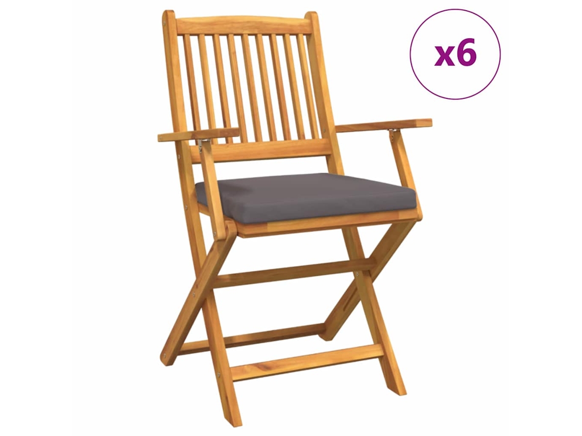 Maison Exclusive - Silla Plegable Con Cojín 6 Pcs Gris 49 X 57.5 X 92cm