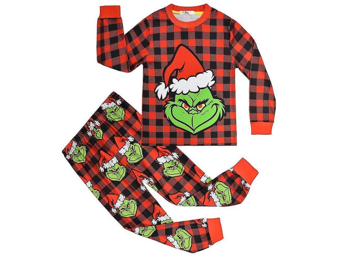 Pijamas Niños Niñas 4-9 Años Navidad Grinch Imprimido Conjunto Top+pantalones Ropa Nocturna Regalo 4-5 Años A