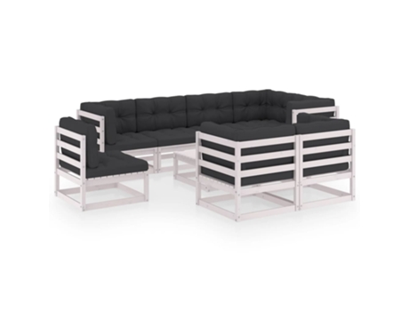 Conjunto 9 de muebles de jardín VIDAXL y cojines madera maciza pino