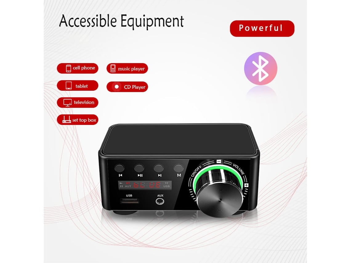 Mini Amplificador 50W+50W Infineon Ma12070 Bluetooth 5.0 Digital Audio  Power Amp Clase D Usb Aux Tf