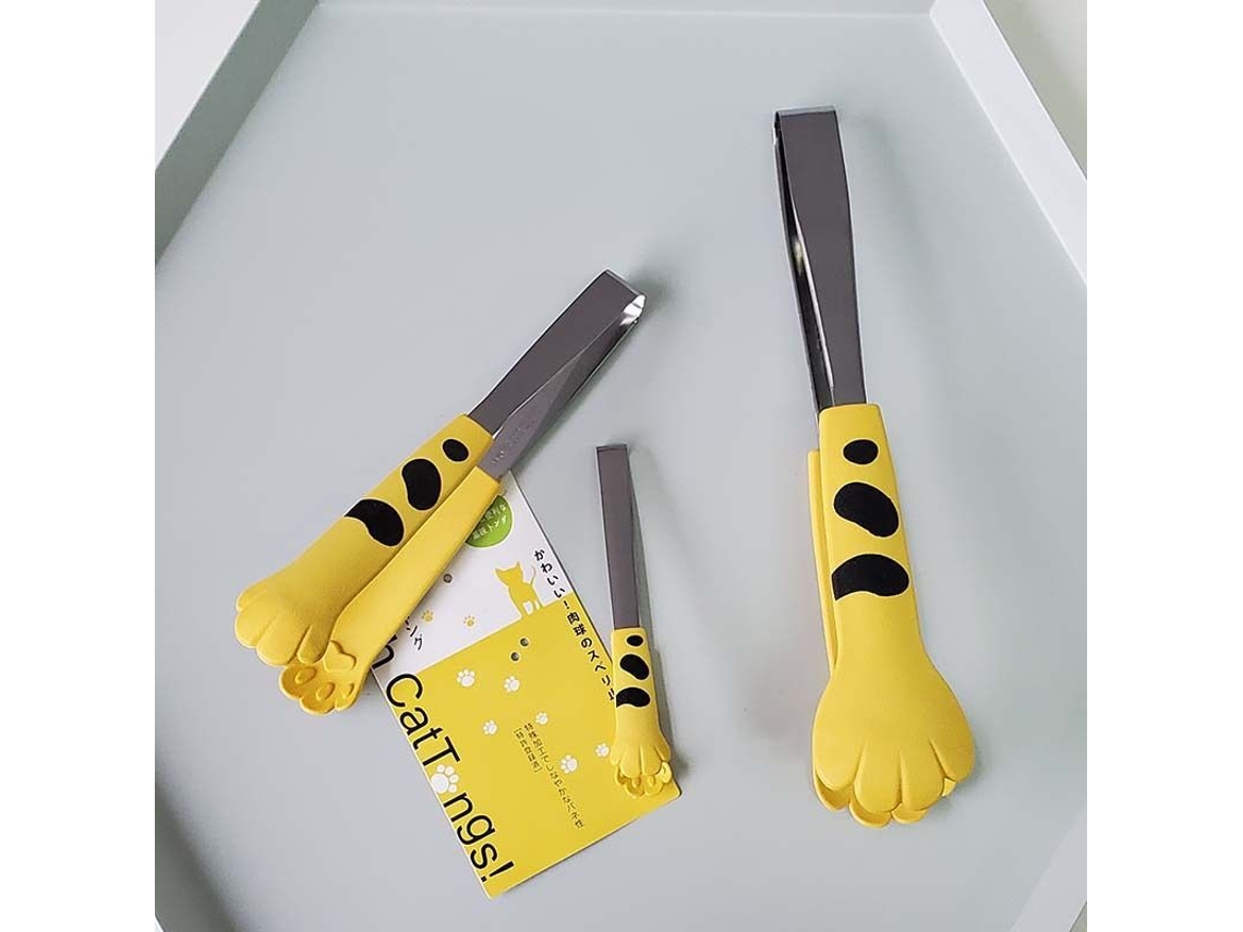2026da-pinza De Cocina En Forma De Garra De Gato 24cm Acero Inoxidable Silicona Para Pasteles Ensaladas Barbacoa Helado Amarillo
