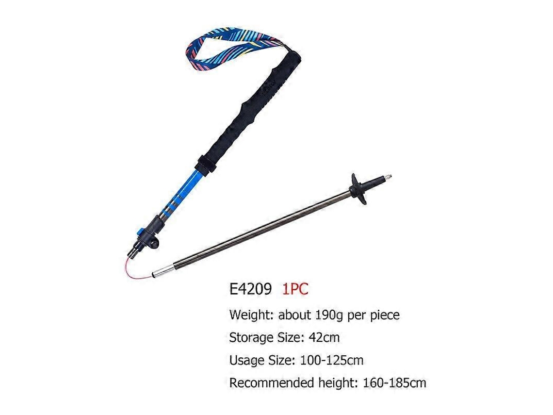 Bastón de trekking plegable y ligero E4201 con sistema de liberación rápida, ideal para senderismo, correr y rutas, fabricado en fibra de carbono.