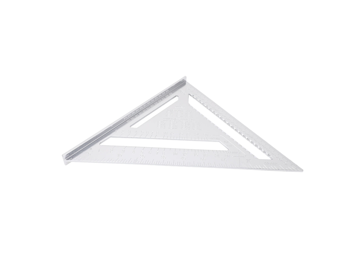 Regla Triangular De Aleación De Aluminio Con Sistema Imperial Y Métrico - Precisa Para Carpinteros/ingenieros - Plateada/blanca
