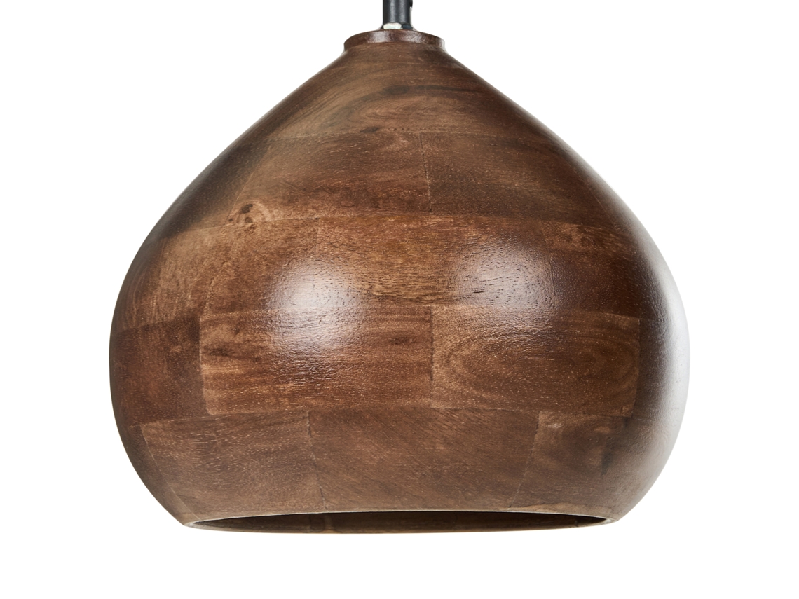 Beliani Sanyati Lámpara colgante de madera marrón oscuro
