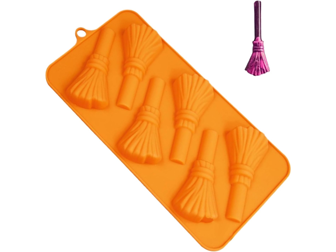 Moldes de silicona para Halloween, con forma de calabaza y escoba de araña, antiadherentes y fáciles de desmoldar, Id Slowmoose