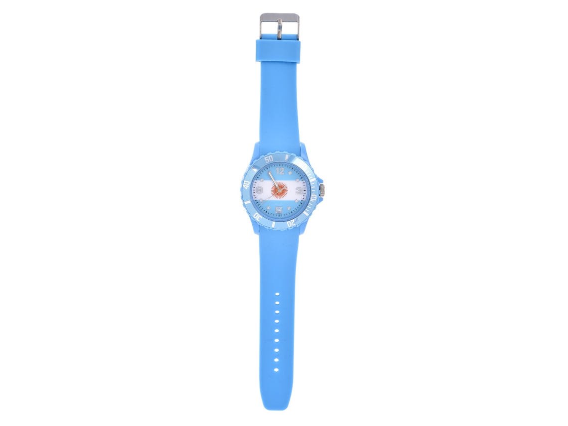 Reloj De Pulsera Analógico Con Correa De Silicona, Bandera De Argentina, Movimiento De Cuarzo.
