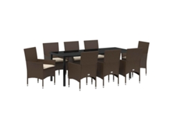 Maison Exclusive - Conjunto De Comedor De Jardín 9 Pcs Marrón Ratán Sintético