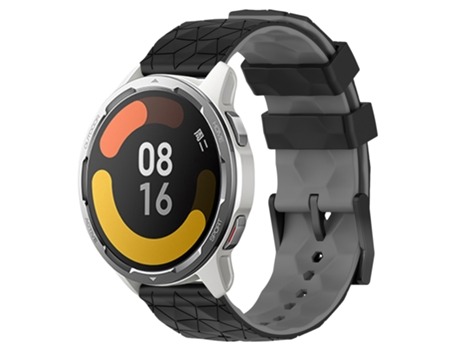 Correa de reloj inteligente para Xiaomi MI Watch Color 2 22 mm Patrón de fútbol Correa de reloj de silicona de dos colores (negro + gris)