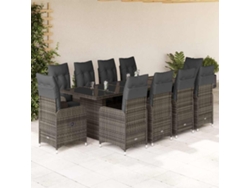 Conjunto de bistró de jardín de 11 piezas con cojines, mimbre gris, DKD Home Decor