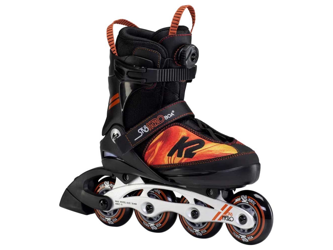 Patins em Linha de Alumínio Sk8 Hero Boa Laranja Preto Eu 35-40K2 Skate