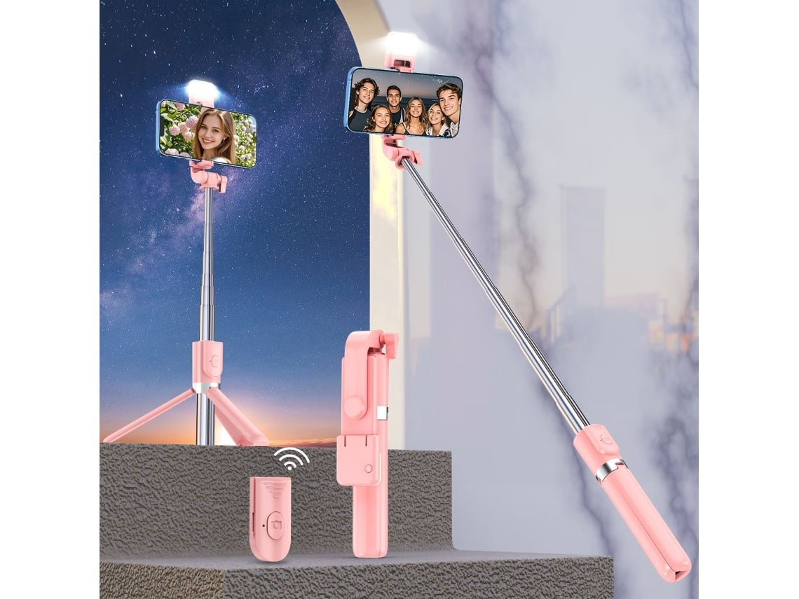 Bastón Selfie Con Trípode Integrado Y Luz Led, Para Teléfonos Móviles, Compacto Y Portátil