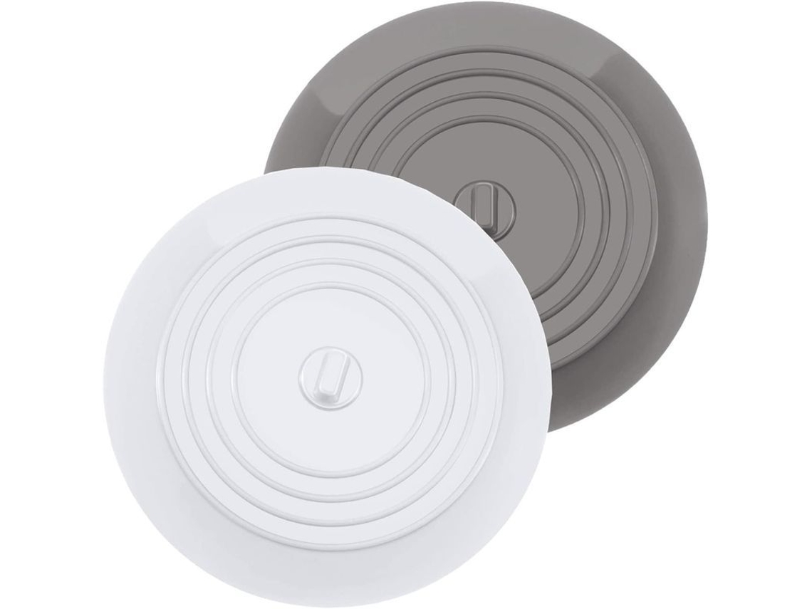 Tapón De Silicona Para Fregadero Y Bañera, 15,3 Cm De Diámetro, Para Cocina, Baño Y Lavadero (2 Piezas: Blanco + Gris).