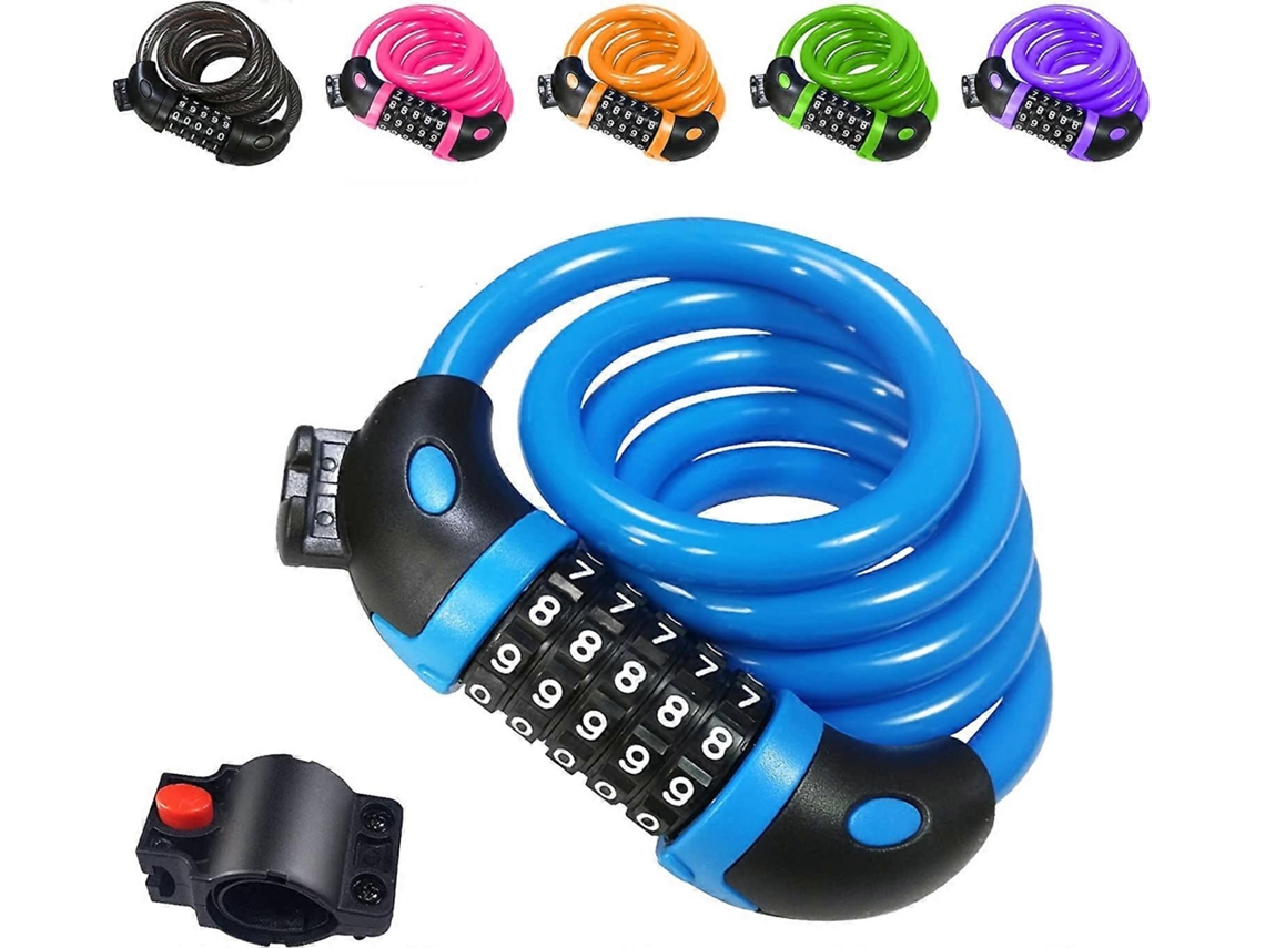Omni-candado De Cable Para Bicicleta 120cm X 12mm, Código Inteligente De 5 Dígitos, Resistente E Multifuncional Azul
