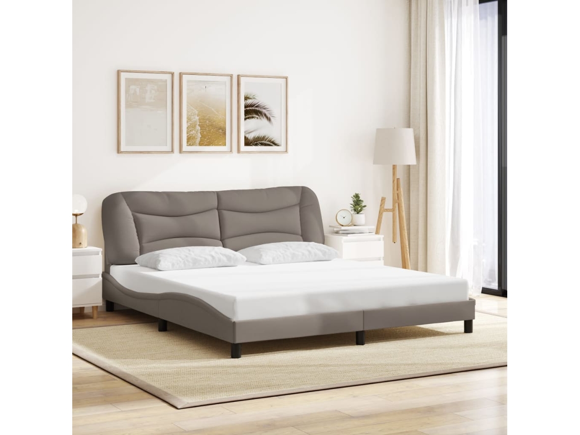 Cama Sin Colchón Tela Gris Taupe 180x200 Cm