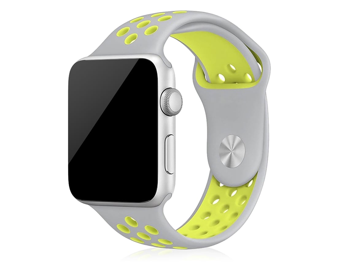 Correa deportiva de silicona compatible con Apple Watch de 38/40/41 mm. Talla M/L. 23 x 2 x 0,2 cm. Color gris.