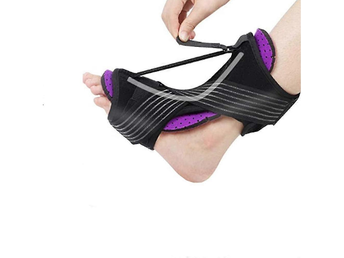 Férula nocturna ajustable para fascitis plantar con diseño morado ligero y cómodo.