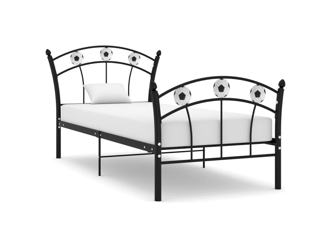 Estructura De Cama Sin Colchón Metal Negro 90x200 Cm