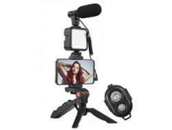 Micrófono Vlog Smartphone Fix Criação Vídeo Foto Luz para Huawei ELIGHT Negro