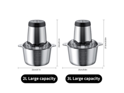 Picadora De Carne Eléctrica, Procesador De Alimentos, 300 W, 2 Velocidades, 2 L, Acero Inoxidable.