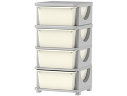 Cajas Almacenamiento Infantil 4 Cajones Plástico 37x37x76 Blanco Crema
