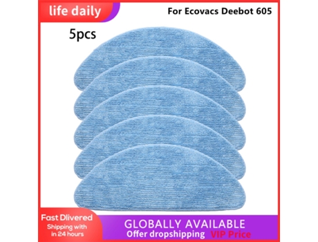 Juego de 5 almohadillas de paño de mopa para Ecovacs Deebot 605, piezas de limpiador al vacío, barredora doméstica, herramienta de limpieza, fregon...