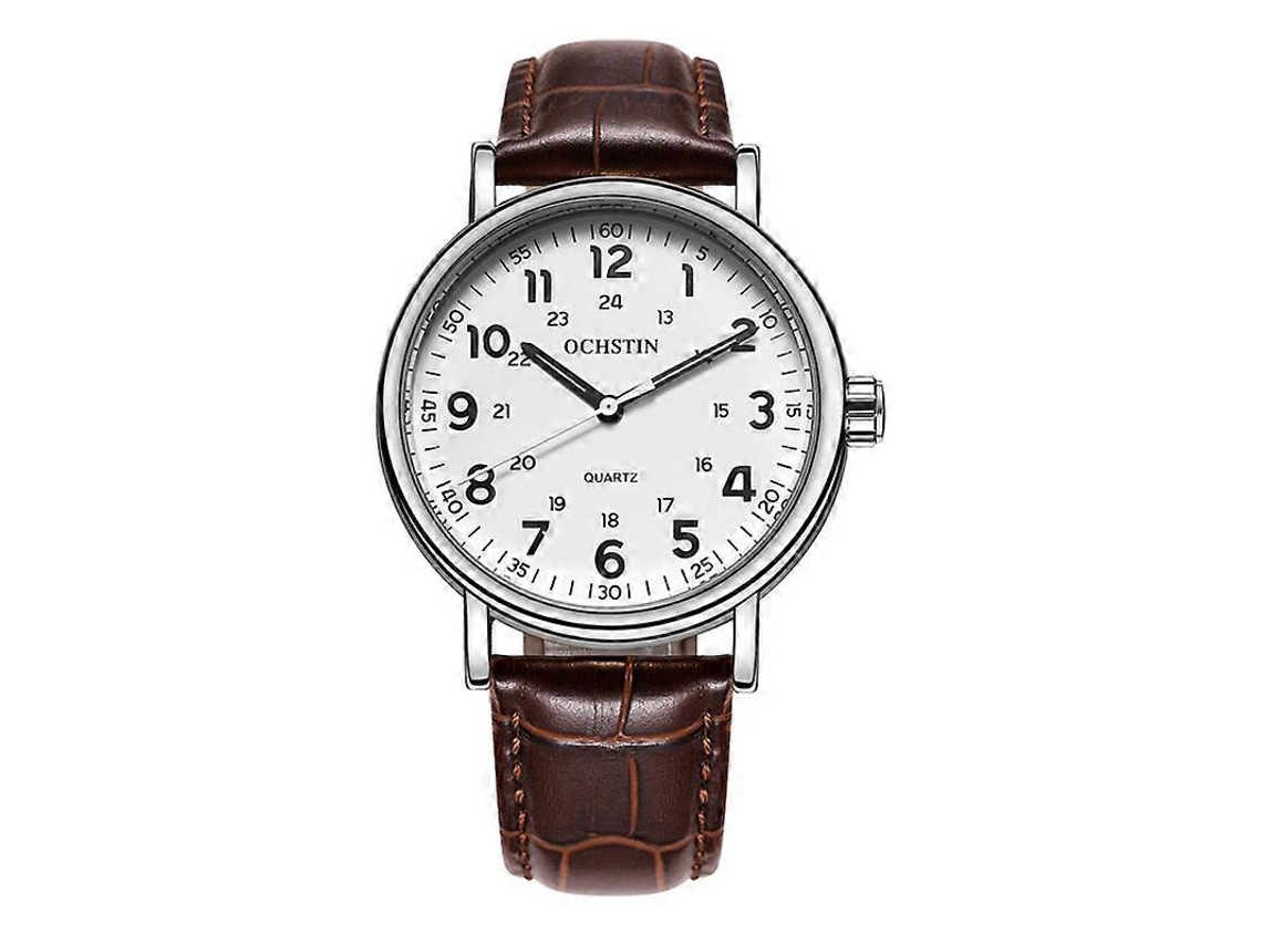 Reloj de pulsera Ochstin 6081c Fashion Hollow para hombre con correa de cuero y movimiento de cuarzo.