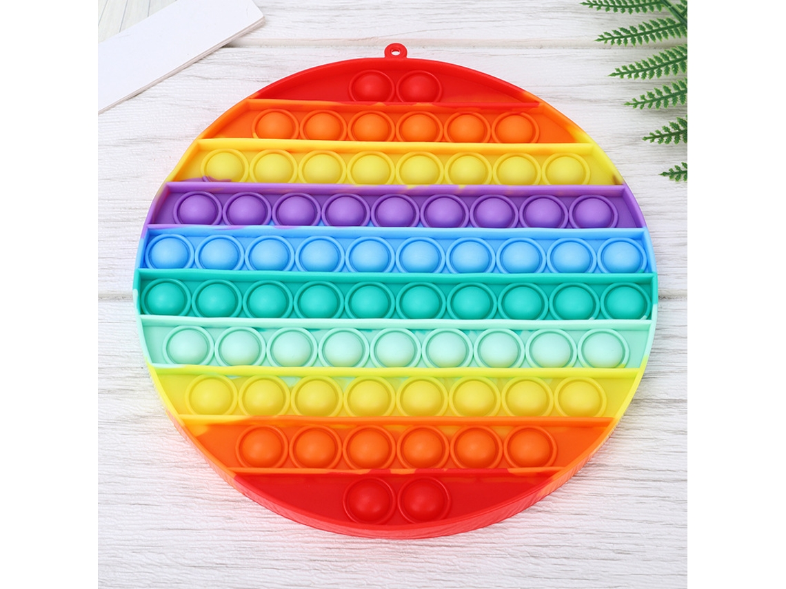 Juguete sensorial de burbujas para dedos, cuadrado y redondo, arcoíris, grande, 20 cm, regalo para niños, MDUG