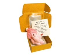 Mini Oso De Peluche Hecho A Mano 2025, Oso Inspirador Con Tarjeta De Mensaje, Accesorio De Oficina Rosa