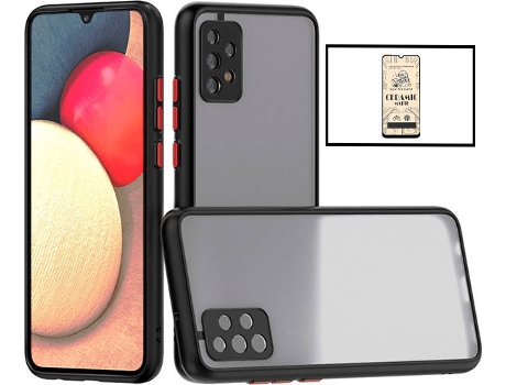 Kit Funda Antichoque y Cristal Templado CeramiGlass Full Cover Samsung Galaxy A32 5G PHONECARE Negro