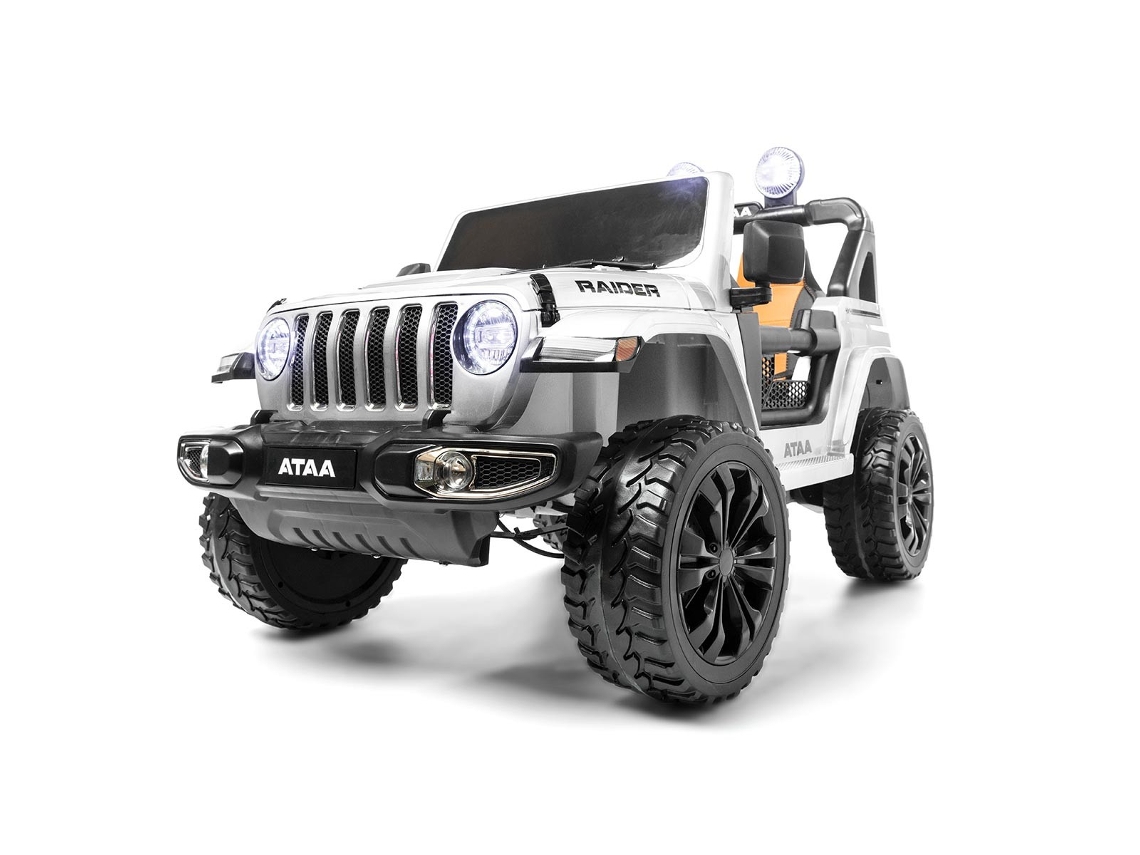 Vehículo eléctrico infantil Ataa Raider 4x4 de 12 V con cuatro motores, pintura metalizada y luces LED blancas.
