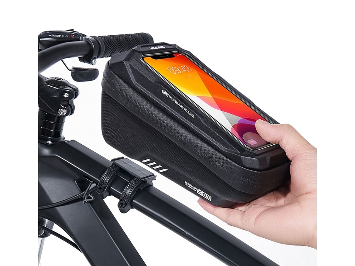 Bolsa impermeable para cuadro de bicicleta, soporte para teléfono móvil en el tubo superior del manillar con SAISIYIKY