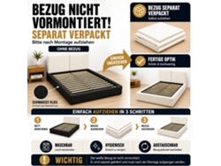 Cama Tapizada Doble 180 X 200 Cm - Cama Funcional Hidráulica Con Somier De Láminas Y Cabecero Acolchado De Bouclé - Beige