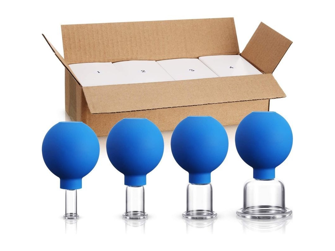 Paquete De 4 Ventosas De Silicona Para Masaje Corporal, Facial, De Piernas, Brazos Y Espalda - Azul