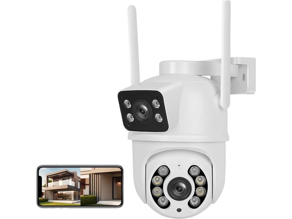Cámara Wifi Ptz De 4 Mp Con Doble Lente, Detección De Personas Mediante Ia Y Conexión Inalámbrica Para Exteriores.