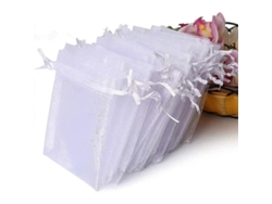 100 Bolsas De Organza Transparentes De Primera Calidad, Blancas Con Cordón, Para Regalos De Boda Y Joyería, 4 X 4,72 Pulgadas.