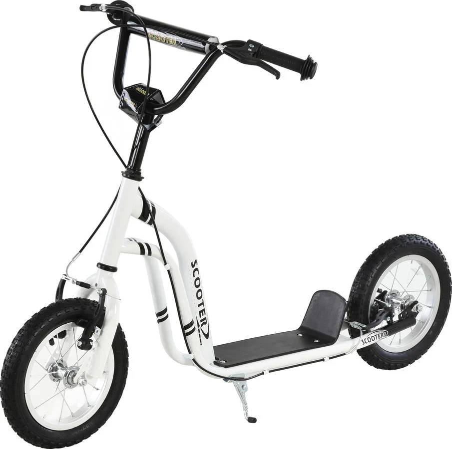 Homcom Patinete Con ruedas grandes blanco 371018 120 58 85 cm para niños mayores de 5 años scooter 2 inflables caucho 120x58x8595