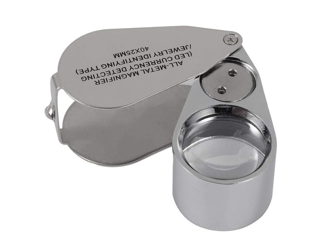 Lupa Para Joyería De 40 Aumentos, Lupa Con Luz Led Y Uv, Fabricada En Metal, Portátil.