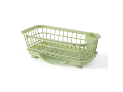 Escurridor De Platos, Plástico Resistente, Con Bandeja De Drenaje, Base Desmontable, Verde.