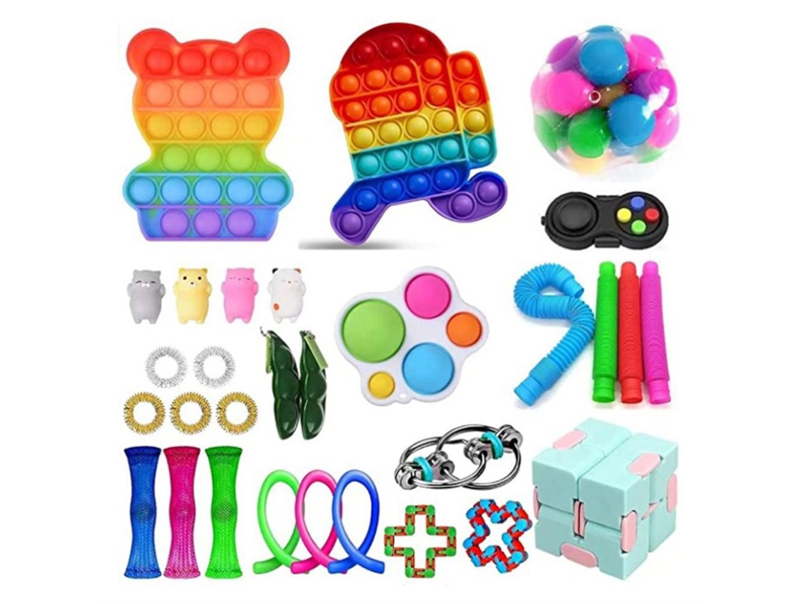 Ats-30pcs/set Juego De Juguetes Sensoriales Push Bubble Para Niños Juguetes Educatsivos Silicona Antiestrés