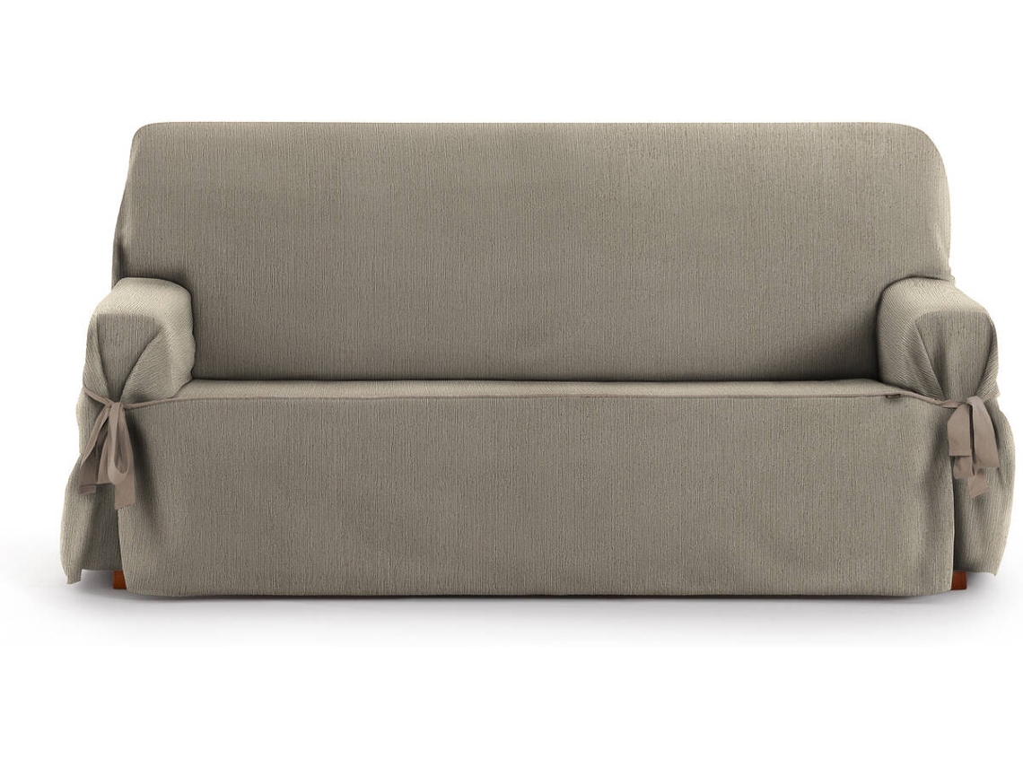 Funda de Sofá 2 Plazas EYSA Mid con Lazos (110 x 70 x 180 cm - Poliéster y Algodón - Taupe)