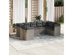 Conjunto de sofá de jardín de 9 piezas con cojines de mimbre gris de DKD Home Decor