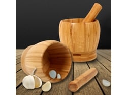 Grande Pilão E Pilão De Bambu (sem Tampa) - Durável E Eficiente, Adequado Para Moer Ingredientes Na Cozinha