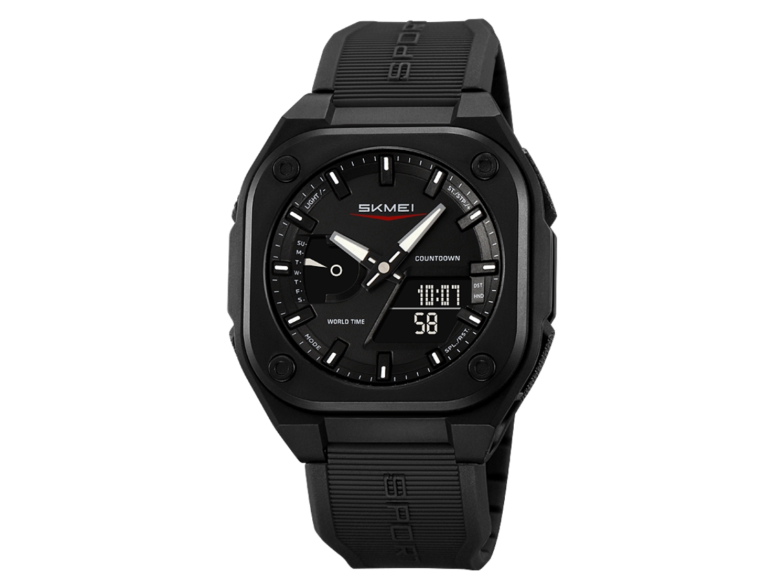 Elegante reloj de pulsera electrónico con temporizador de cuenta regresiva analógico/digital, resistente al agua y con luz de fondo.