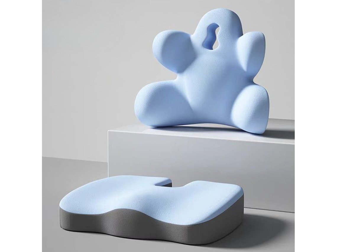 Almohada Ergonómica De Apoyo Lumbar Con Cojín De Espuma Viscoelástica, Azul Gertiz